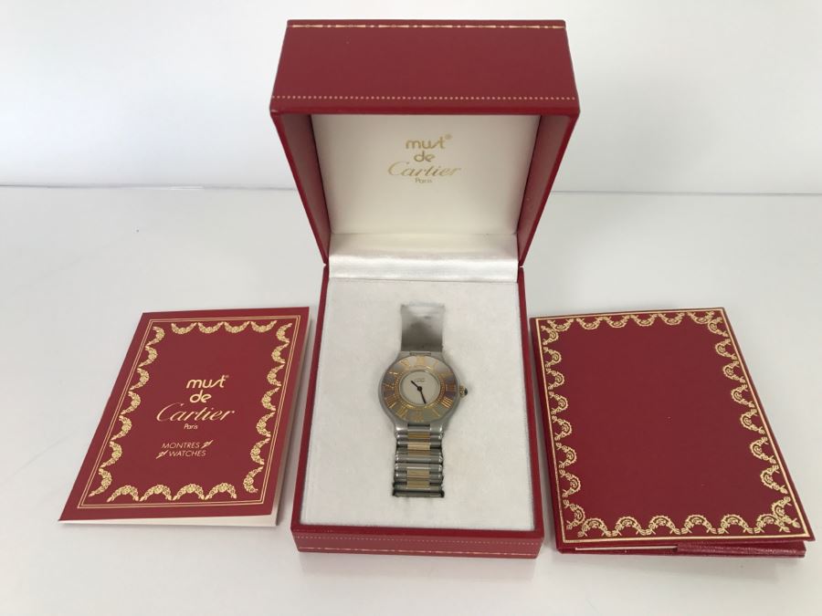 Ladies Cartier Must De Montres 21 Watch With Case Estimate $1,600