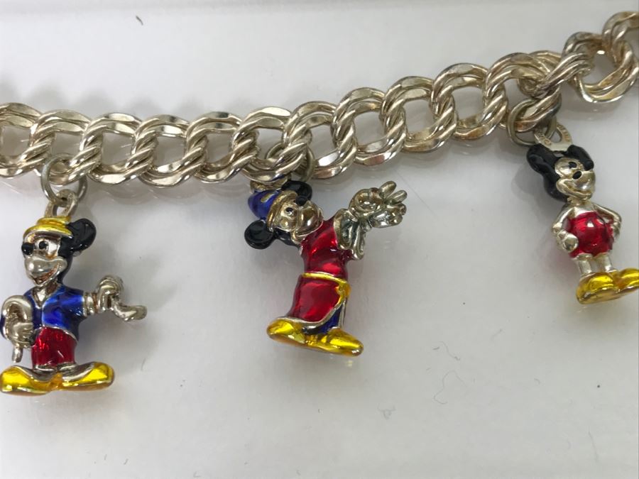 Disney Limited Edition Sterling Silver Mickey Mouse Progression Charm Bracelet 'Sorcerer's Apprentice' 46.9g With Cert And Case [Photo 4]