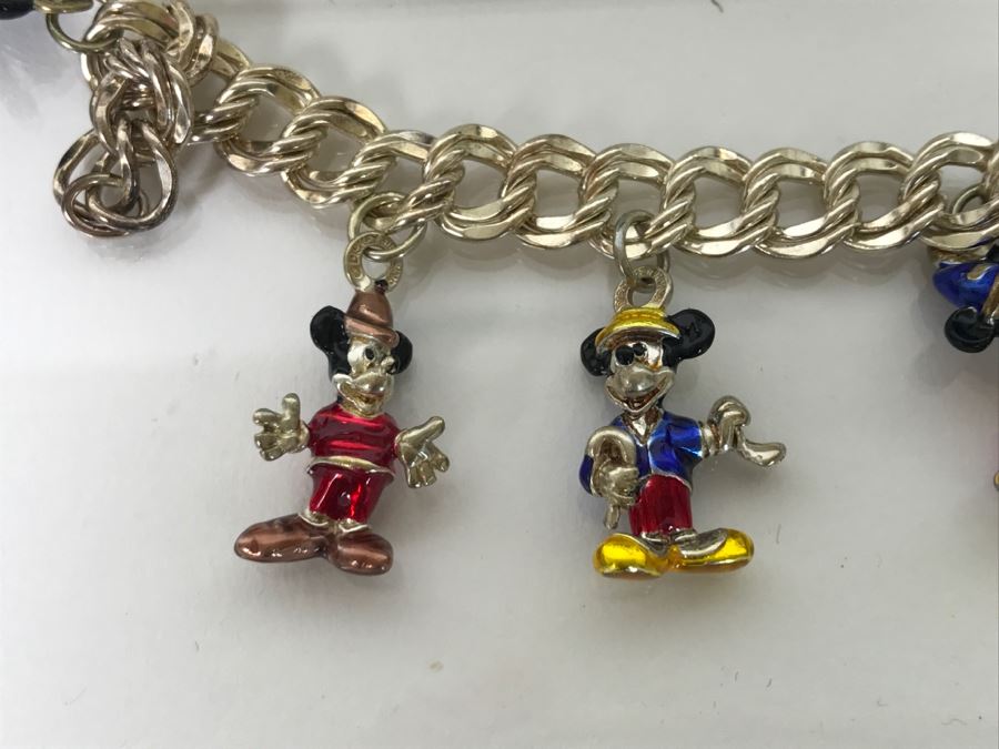 Disney Limited Edition Sterling Silver Mickey Mouse Progression Charm Bracelet 'Sorcerer's Apprentice' 46.9g With Cert And Case [Photo 3]