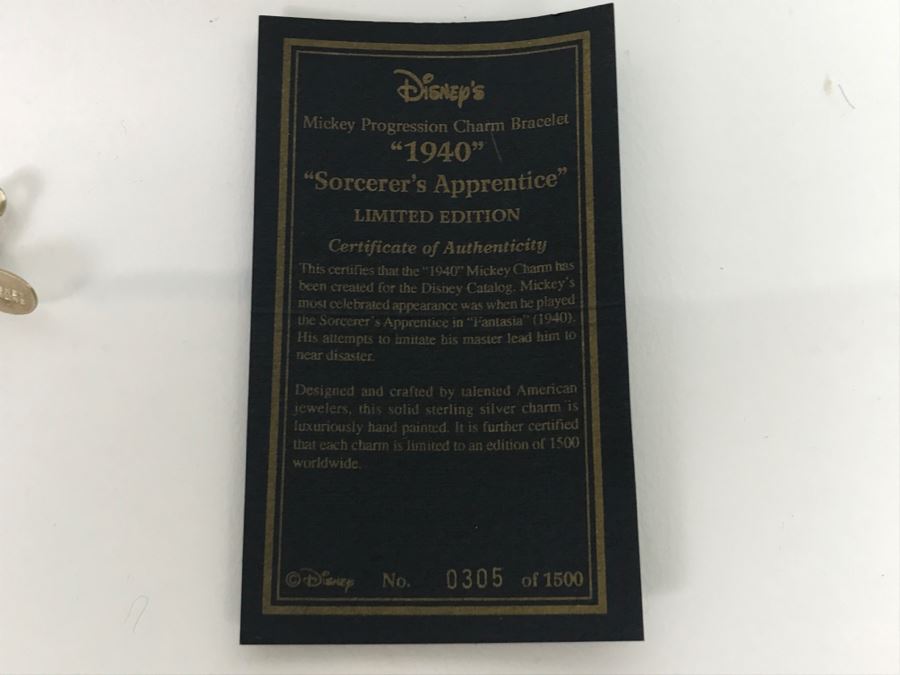 Disney Limited Edition Sterling Silver Mickey Mouse Progression Charm Bracelet 'Sorcerer's Apprentice' 46.9g With Cert And Case [Photo 11]
