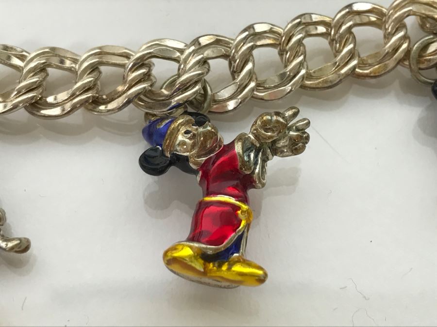 Disney Limited Edition Sterling Silver Mickey Mouse Progression Charm Bracelet 'Sorcerer's Apprentice' 46.9g With Cert And Case [Photo 8]