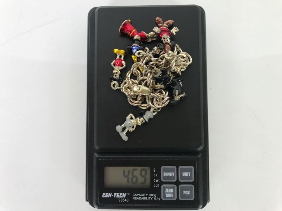 Disney Limited Edition Sterling Silver Mickey Mouse Progression Charm Bracelet 'Sorcerer's Apprentice' 46.9g With Cert And Case [Photo 14]