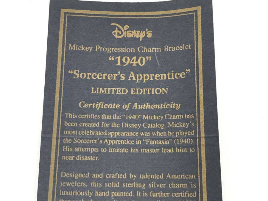 Disney Limited Edition Sterling Silver Mickey Mouse Progression Charm Bracelet 'Sorcerer's Apprentice' 46.9g With Cert And Case [Photo 12]