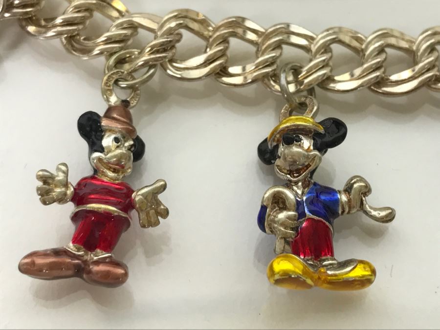 Disney Limited Edition Sterling Silver Mickey Mouse Progression Charm Bracelet 'Sorcerer's Apprentice' 46.9g With Cert And Case [Photo 7]