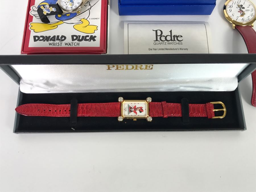 Collection Of (4) Character Watches: Donald Duck Pedre, Mickey Mouse Pedre, Minnie Mouse Pedre And Lorus Minnie Mouse Watch [Photo 13]