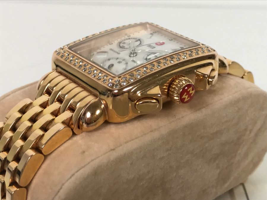 MICHELE Luxury Diamond DECO Chronograph Ladies Watch 71-6000 108 Individually Set White Diamonds 0.6 Carot TW Retails $1,495 [Photo 9]