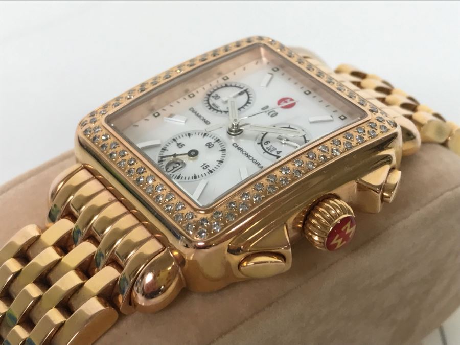 MICHELE Luxury Diamond DECO Chronograph Ladies Watch 71-6000 108 Individually Set White Diamonds 0.6 Carot TW Retails $1,495 [Photo 8]