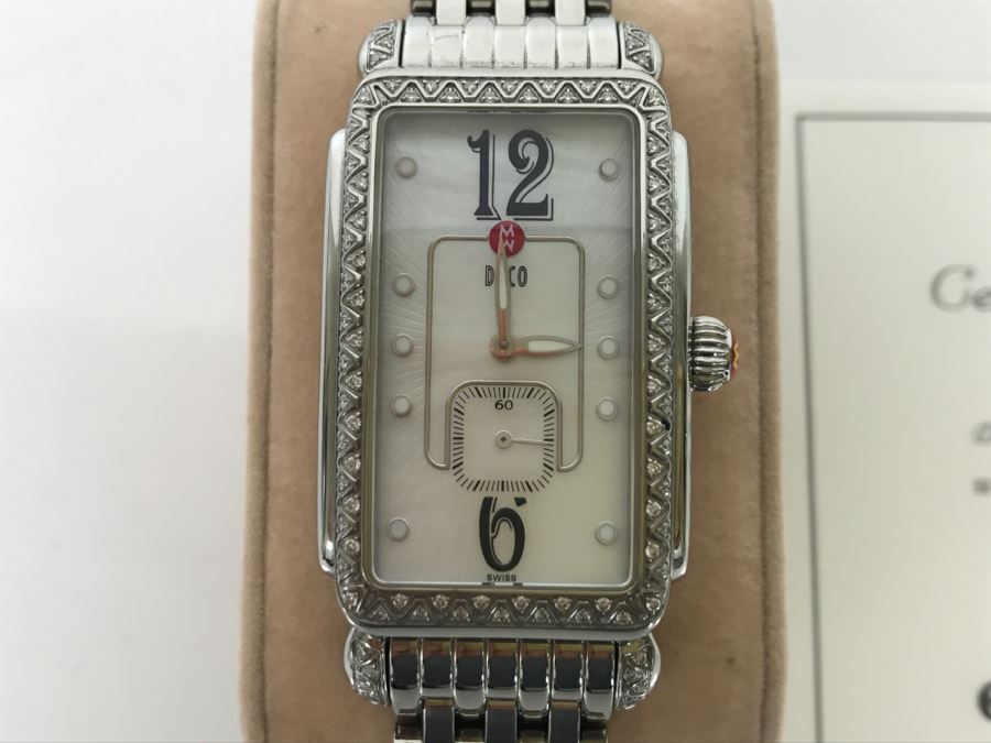 MICHELE Luxury Sapphire Crystal DECO Ladies Watch MW06E01