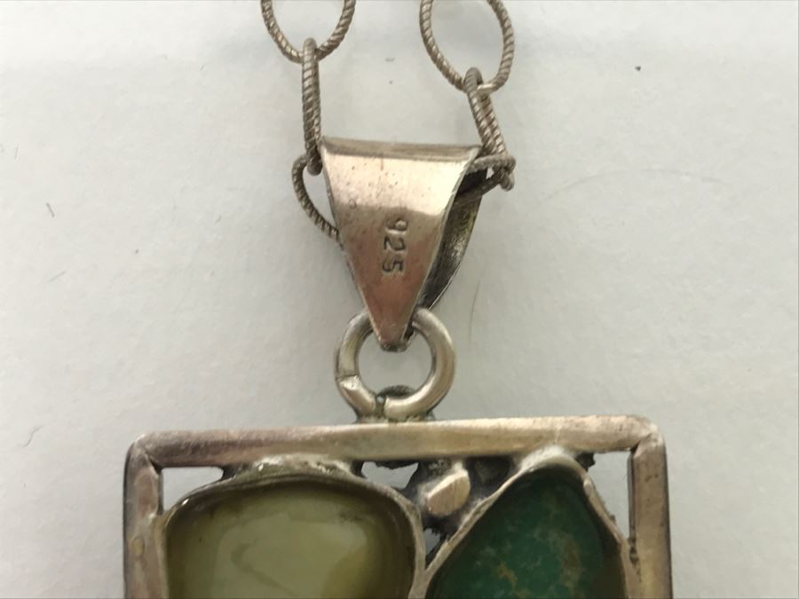 Sterling Silver And Turquoise Cross Pendant And Sterling Silver Chain 61.8g [Photo 11]