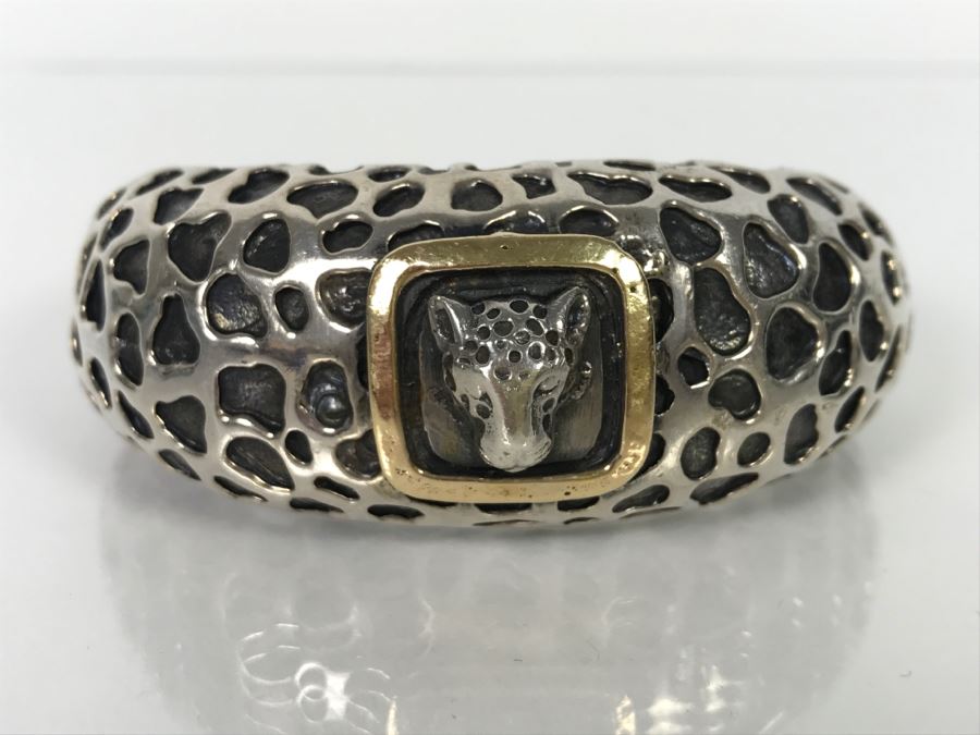 14K Gold And Sterling Silver Panther Bracelt DLM 85.5g [Photo 1]