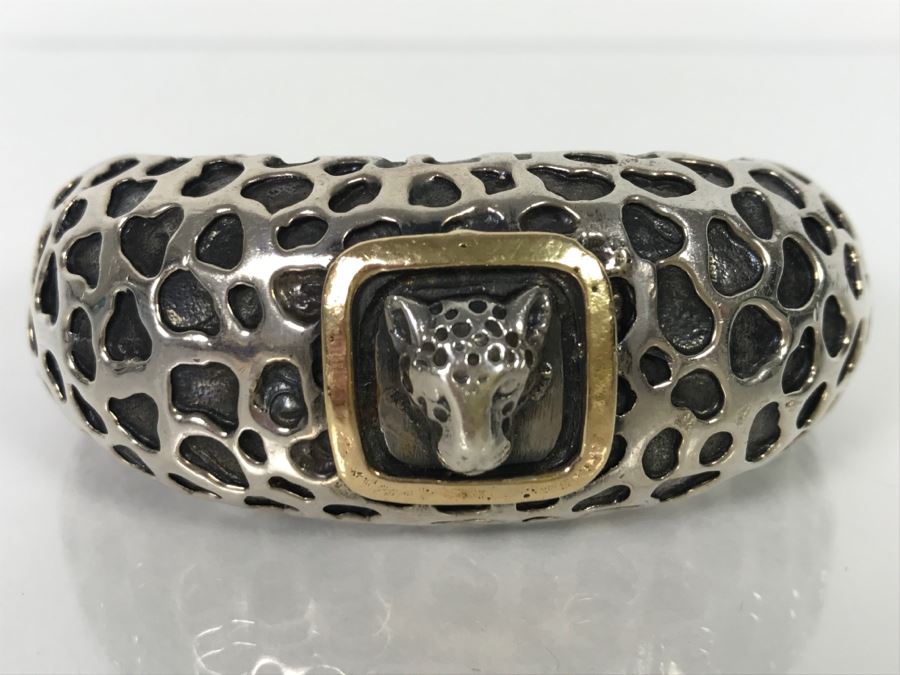 14K Gold And Sterling Silver Panther Bracelt DLM 85.5g [Photo 2]