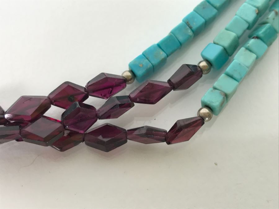 Sterling Silver And Turquoise Bead Necklace [Photo 5]