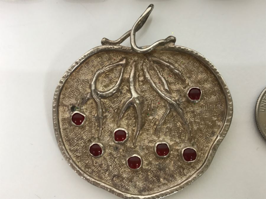 Sterling Silver Pendant And Sterling Silver Bracelet With Multiple Colored Stones 78.7g TW [Photo 4]