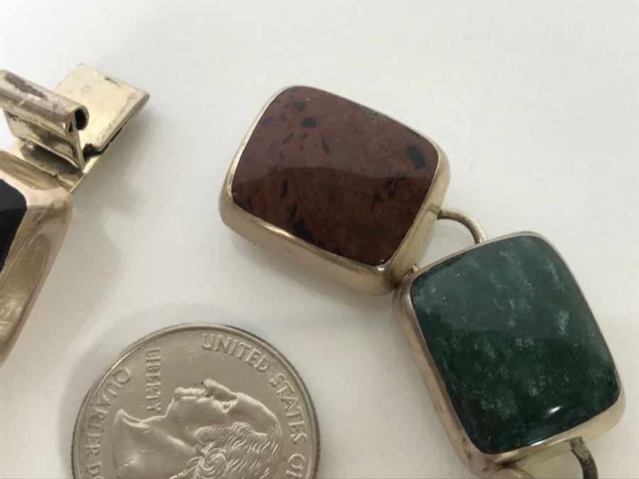 Sterling Silver Pendant And Sterling Silver Bracelet With Multiple Colored Stones 78.7g TW [Photo 12]