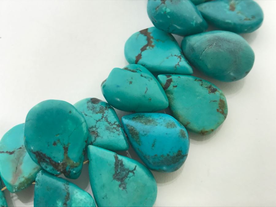 Chunky Turquoise Necklace With Shell Pendant 127g [Photo 12]
