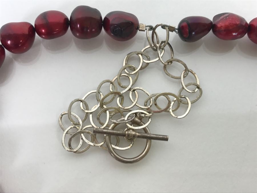 Sterling Silver And Red Coral Cross Pendant With Chain 62g [Photo 10]