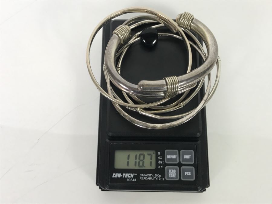 Set Of (6) Sterling Silver Bracelets 118.7g [Photo 18]