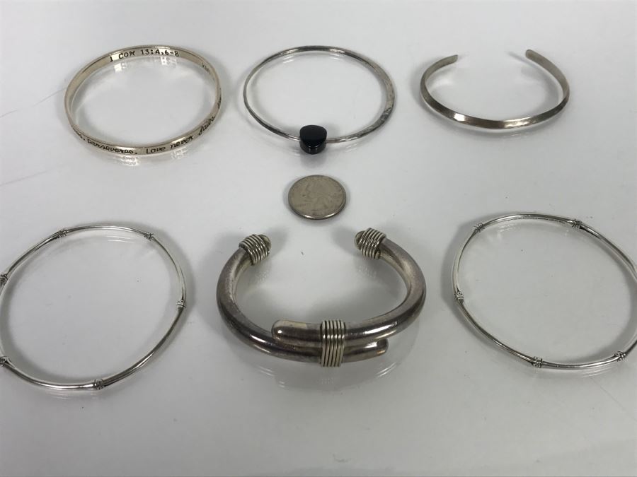Set Of (6) Sterling Silver Bracelets 118.7g [Photo 1]