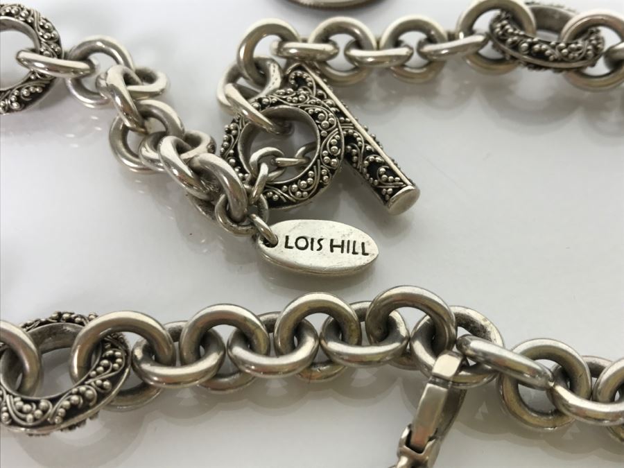 Chunky LOIS HILL Sterling Silver Necklace With Pendant 142.3g [Photo 7]