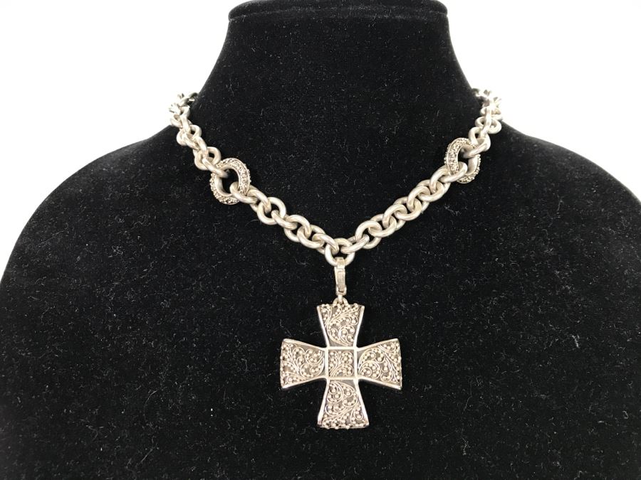 Chunky LOIS HILL Sterling Silver Necklace With Pendant 142.3g [Photo 3]