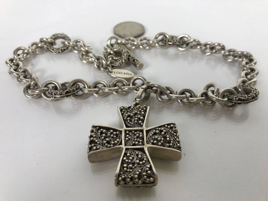 Chunky LOIS HILL Sterling Silver Necklace With Pendant 142.3g [Photo 5]