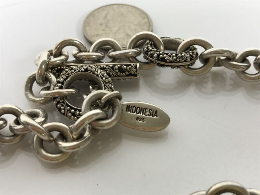 Chunky LOIS HILL Sterling Silver Necklace With Pendant 142.3g [Photo 8]