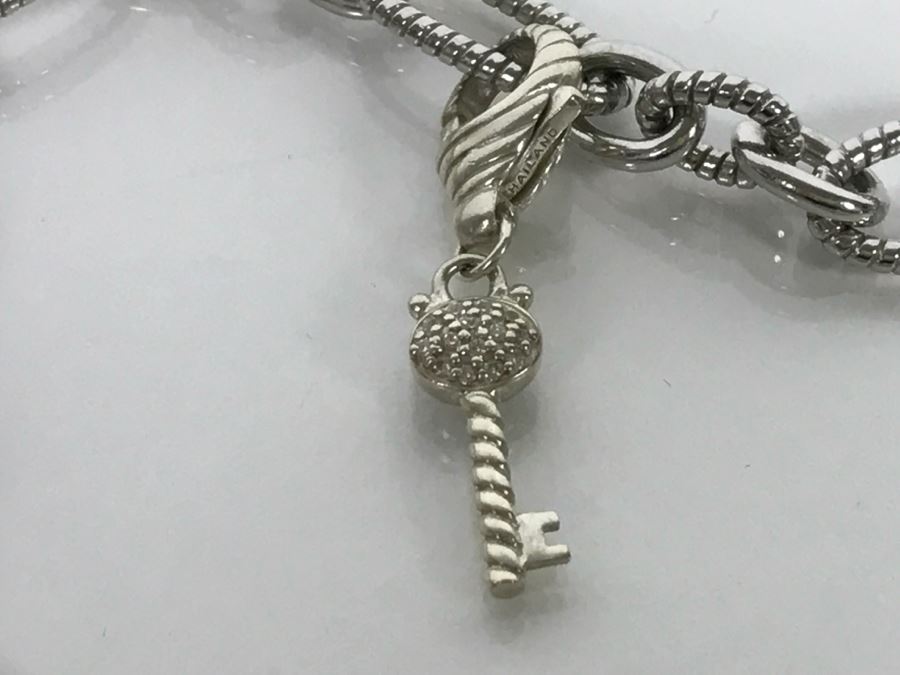 Judith Ripka Sterling Silver Heart Pendant With Chunky Sterling Silver Chain 55.3g [Photo 5]