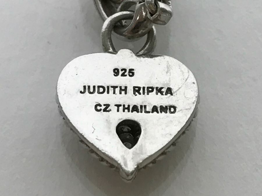 Judith Ripka Sterling Silver Heart Pendant With Chunky Sterling Silver Chain 55.3g [Photo 7]