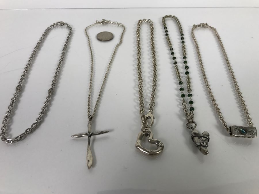 Set Of (5) Sterling Silver Necklaces And (4) Sterling Silver Pendants 130.6g TW [Photo 1]