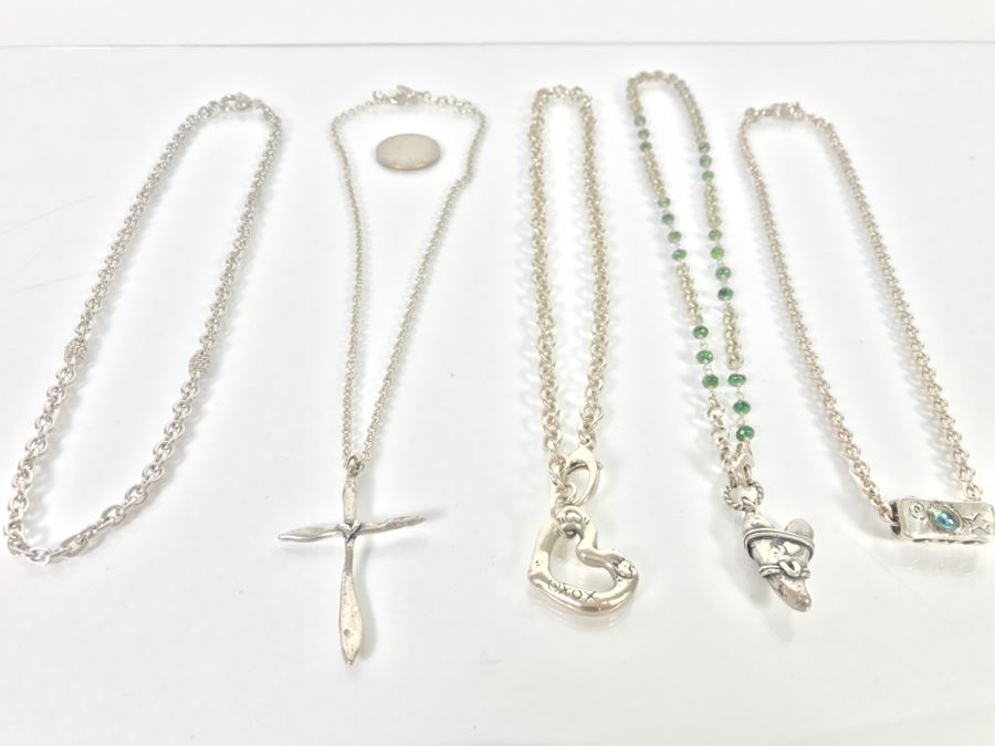 Set Of (5) Sterling Silver Necklaces And (4) Sterling Silver Pendants 130.6g TW [Photo 2]