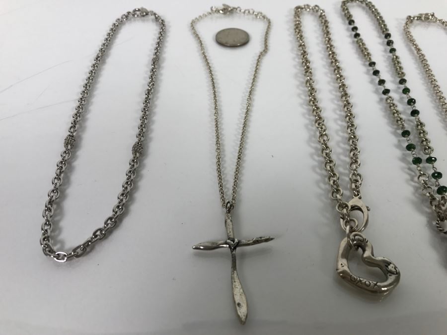 Set Of (5) Sterling Silver Necklaces And (4) Sterling Silver Pendants 130.6g TW [Photo 3]
