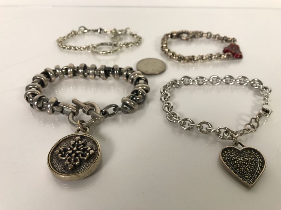 Set Of (4) Sterling Silver Bracelets 150.7g TW [Photo 3]
