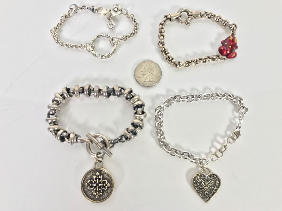 Set Of (4) Sterling Silver Bracelets 150.7g TW [Photo 1]