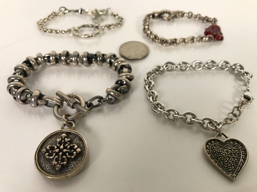 Set Of (4) Sterling Silver Bracelets 150.7g TW [Photo 4]