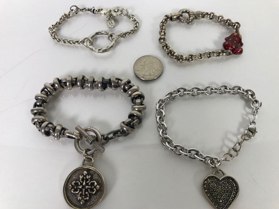 Set Of (4) Sterling Silver Bracelets 150.7g TW [Photo 5]
