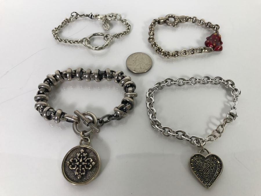 Set Of (4) Sterling Silver Bracelets 150.7g TW [Photo 2]