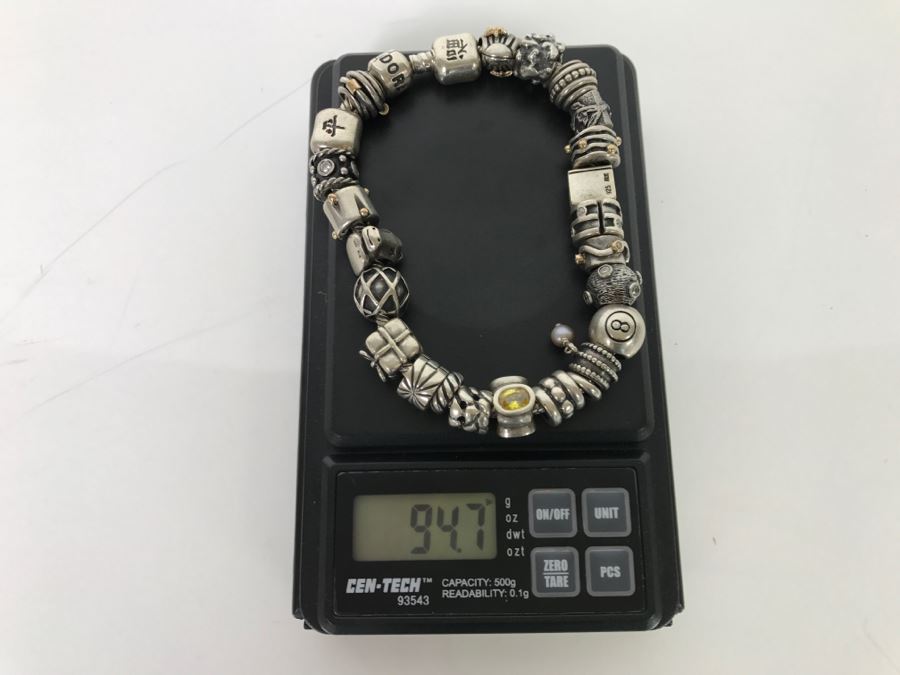 Sterling Silver PANDORA Charm Bracelet 94.7g [Photo 13]