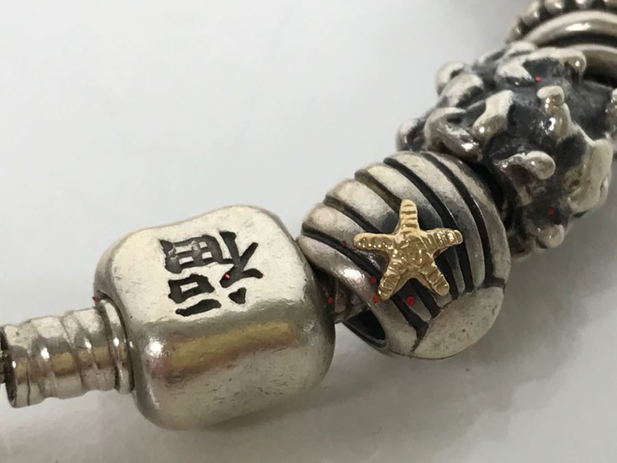 Sterling Silver PANDORA Charm Bracelet 94.7g [Photo 10]