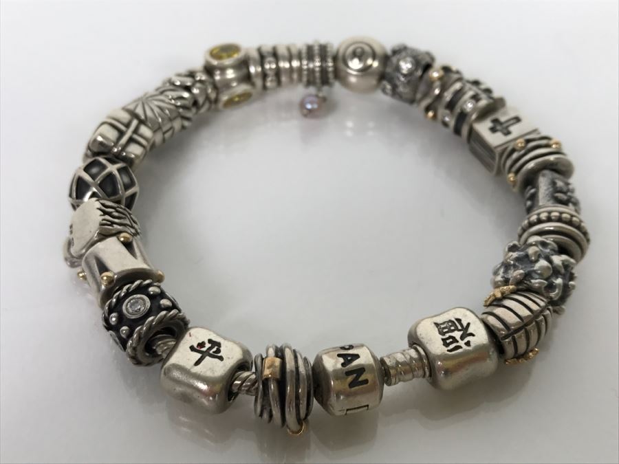 Sterling Silver PANDORA Charm Bracelet 94.7g