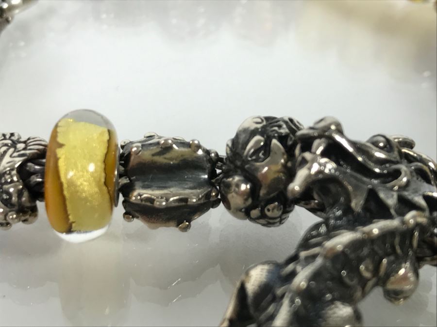 Sterling Silver Charm Bracelet With Dragon Serpent 81.9g [Photo 9]