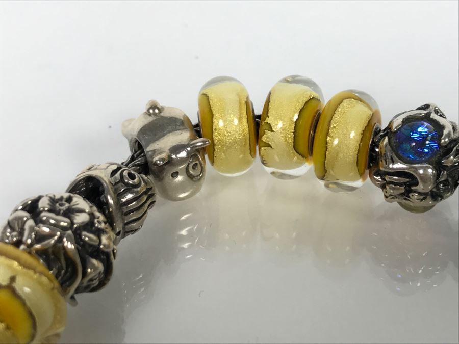 Sterling Silver Charm Bracelet With Dragon Serpent 81.9g [Photo 15]