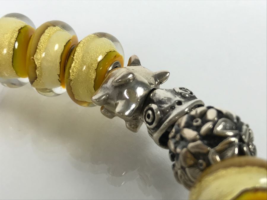 Sterling Silver Charm Bracelet With Dragon Serpent 81.9g [Photo 6]