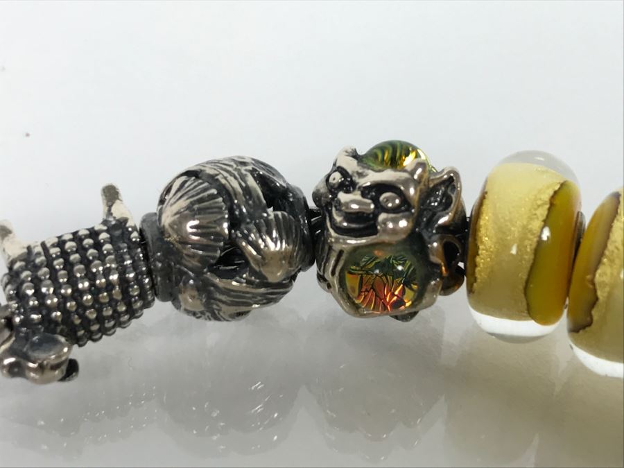 Sterling Silver Charm Bracelet With Dragon Serpent 81.9g [Photo 7]