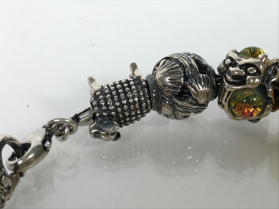 Sterling Silver Charm Bracelet With Dragon Serpent 81.9g [Photo 8]