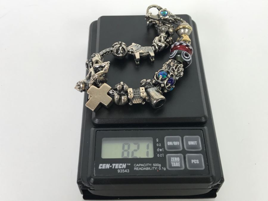 Sterling Silver Charm Bracelet 82.1g [Photo 13]