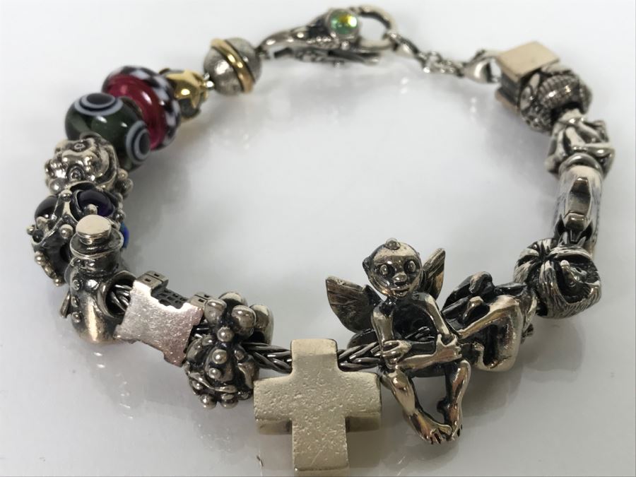 Sterling Silver Charm Bracelet 82.1g [Photo 3]
