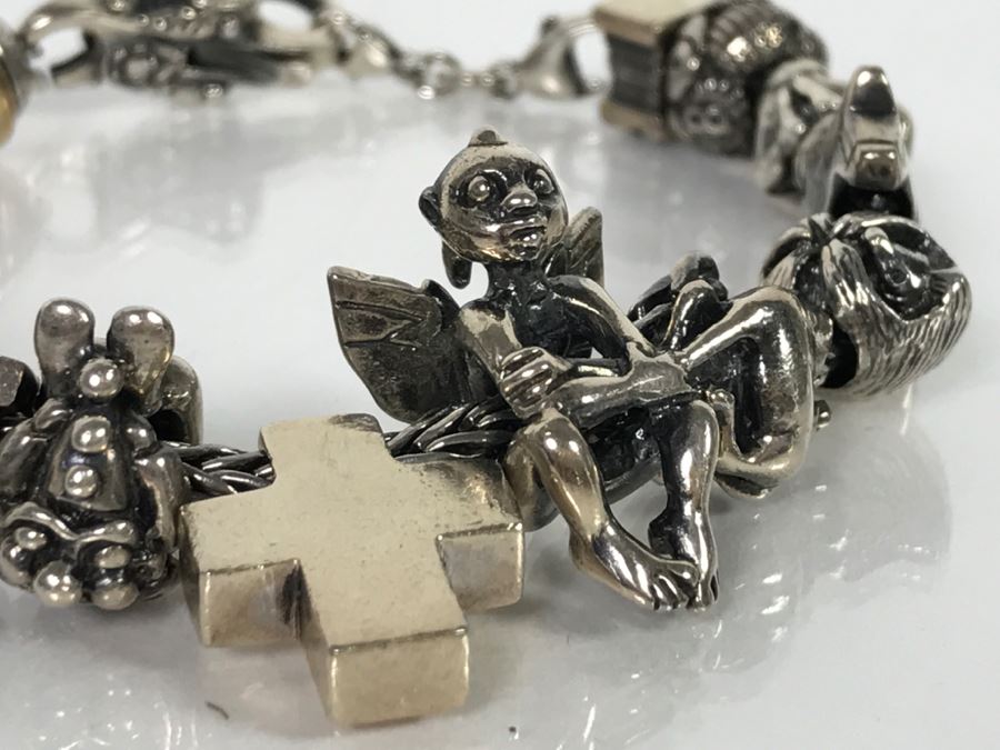 Sterling Silver Charm Bracelet 82.1g [Photo 12]