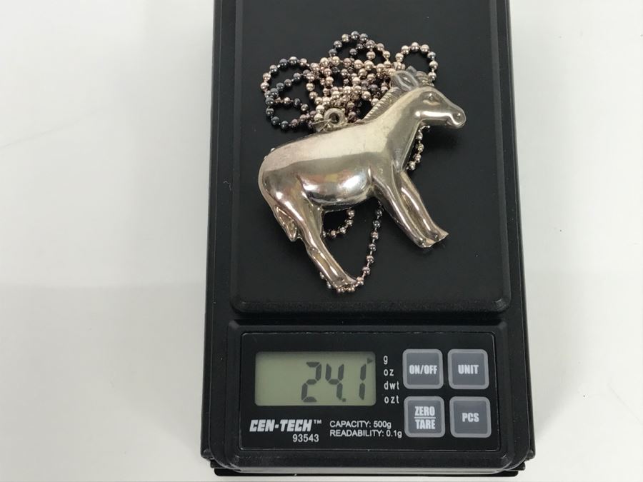 Sterling Silver Horse Pendant With Necklace 24.1g [Photo 7]