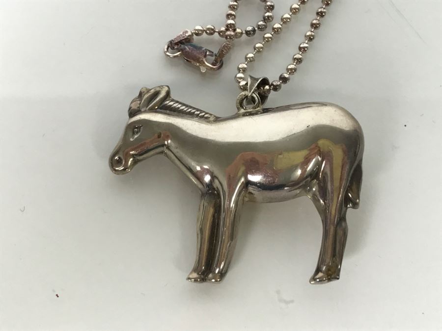 Sterling Silver Horse Pendant With Necklace 24.1g [Photo 3]