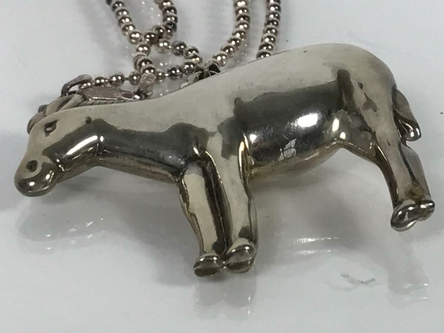Sterling Silver Horse Pendant With Necklace 24.1g [Photo 5]